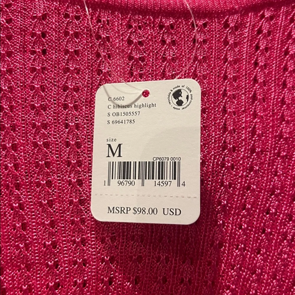 NWT Free people H2O crew Pink Knit Top in hibiscus size medium